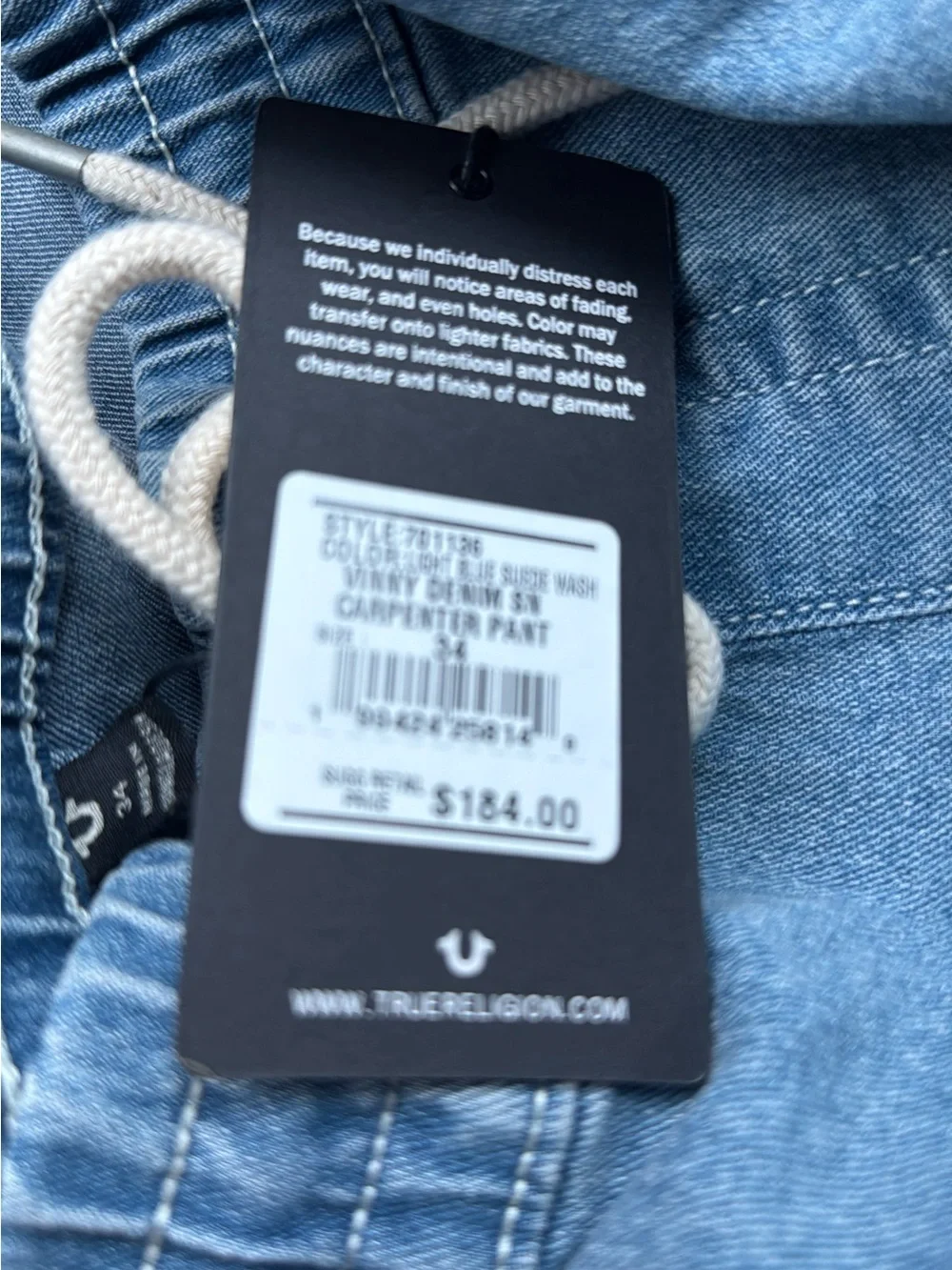 true religion vinny ultra baggy denim carpenter pants sz 34
